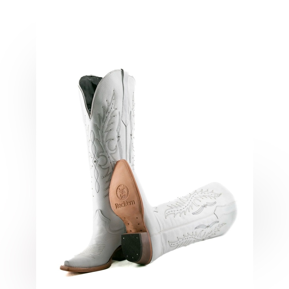 🔥NIB W/Tags ROCKEM Paulina Tall Wide Calf Friendly Snip Toe Cowgirl Boots Size 7 - Picture 15 of 17